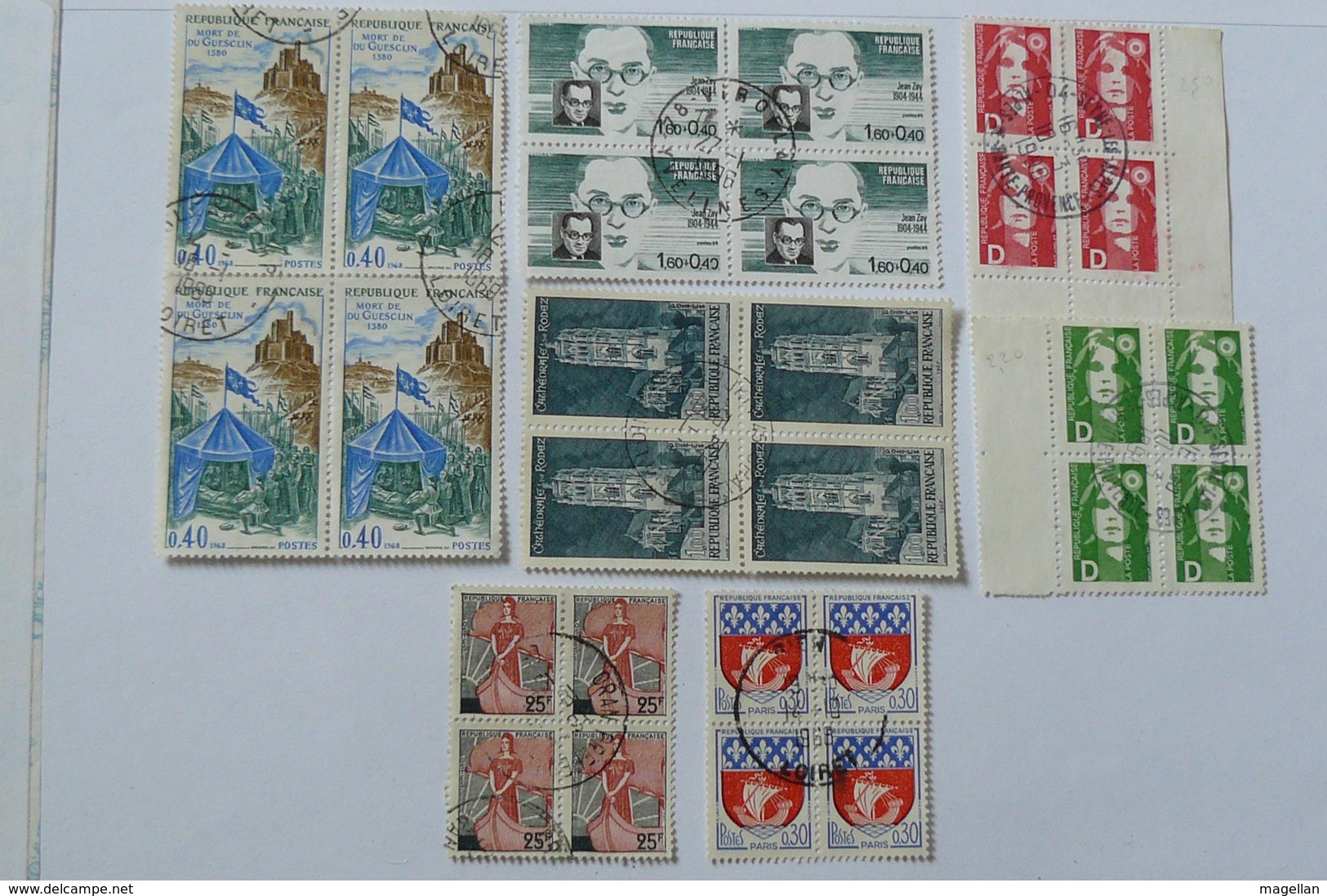 France - Petite collection de timbres oblitérés dont blocs de 4 - voir scans