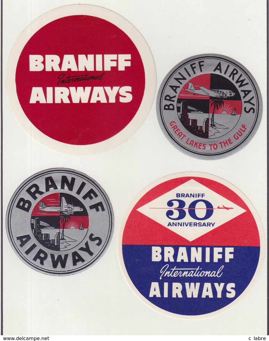 ETIQUETTES A BAGAGES  : USA . BRANIFF AIRWAYS . - Baggage Labels & Tags