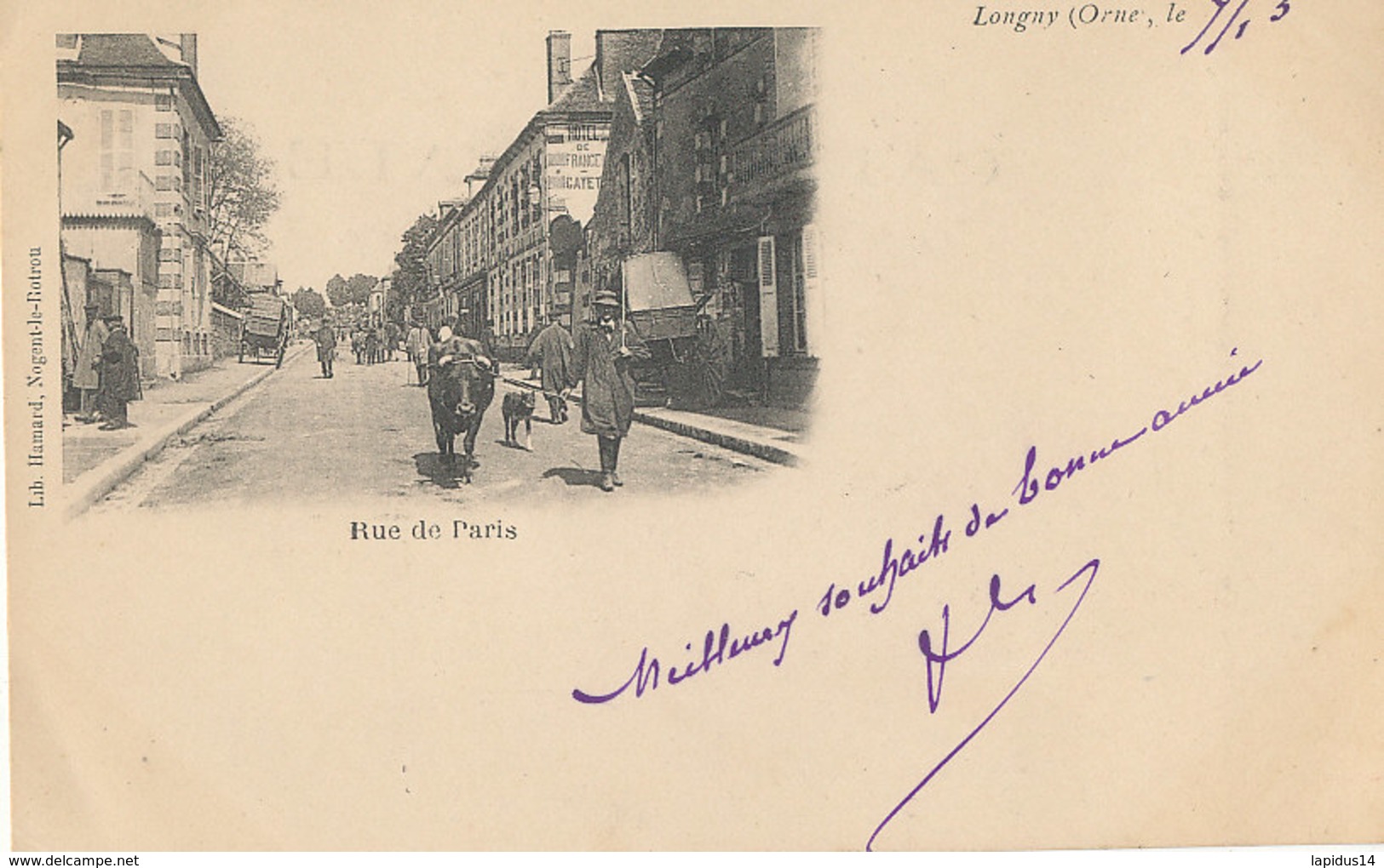 AM 836 / C P A  - LONGNY    (61)  RUE DE PARIS - Longny Au Perche
