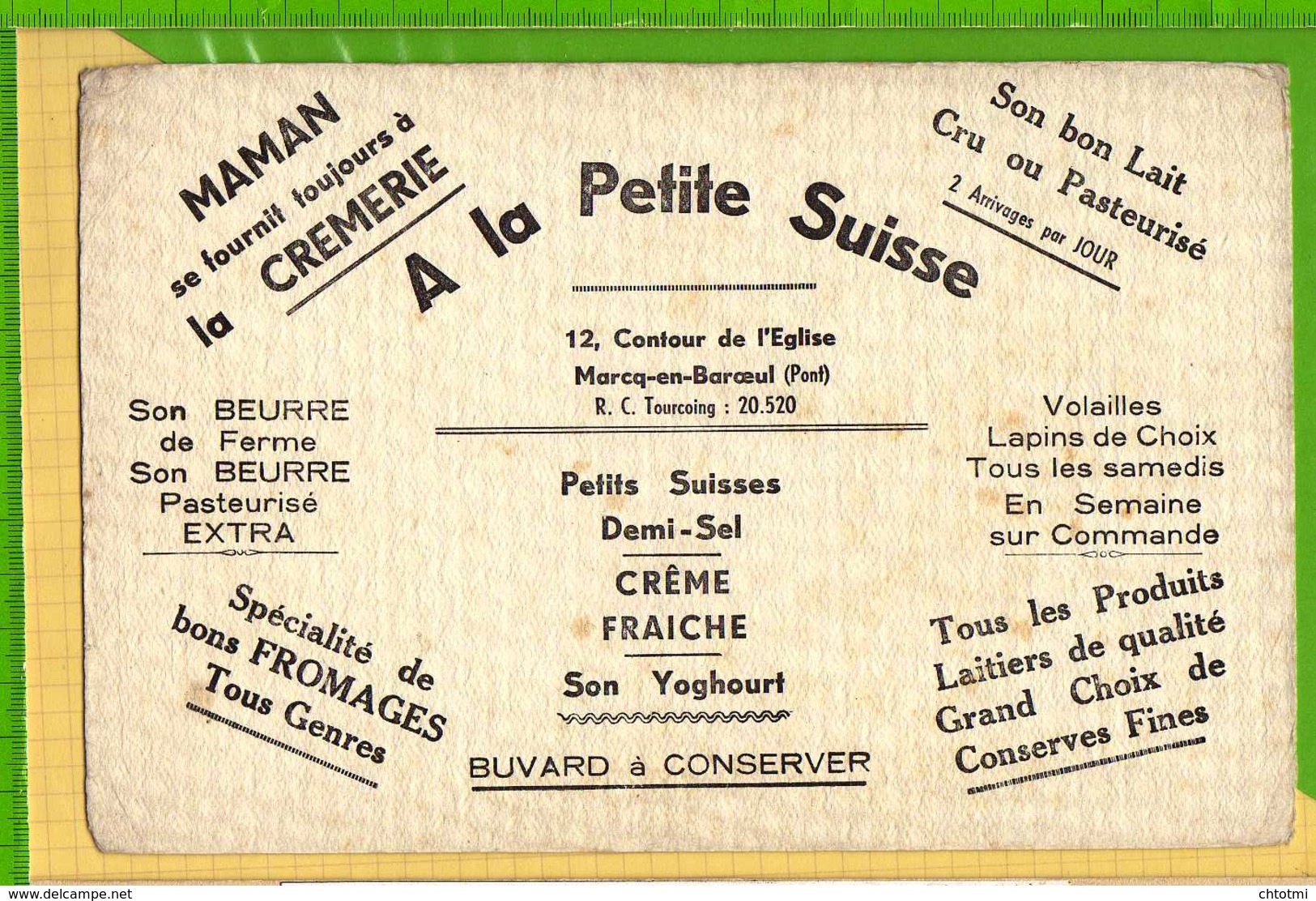 Buvard & Blotting Paper : A La Petite Suisse  Creme Fraiche Beurre Yoghourt  (Buvard Ancien ) - Produits Laitiers