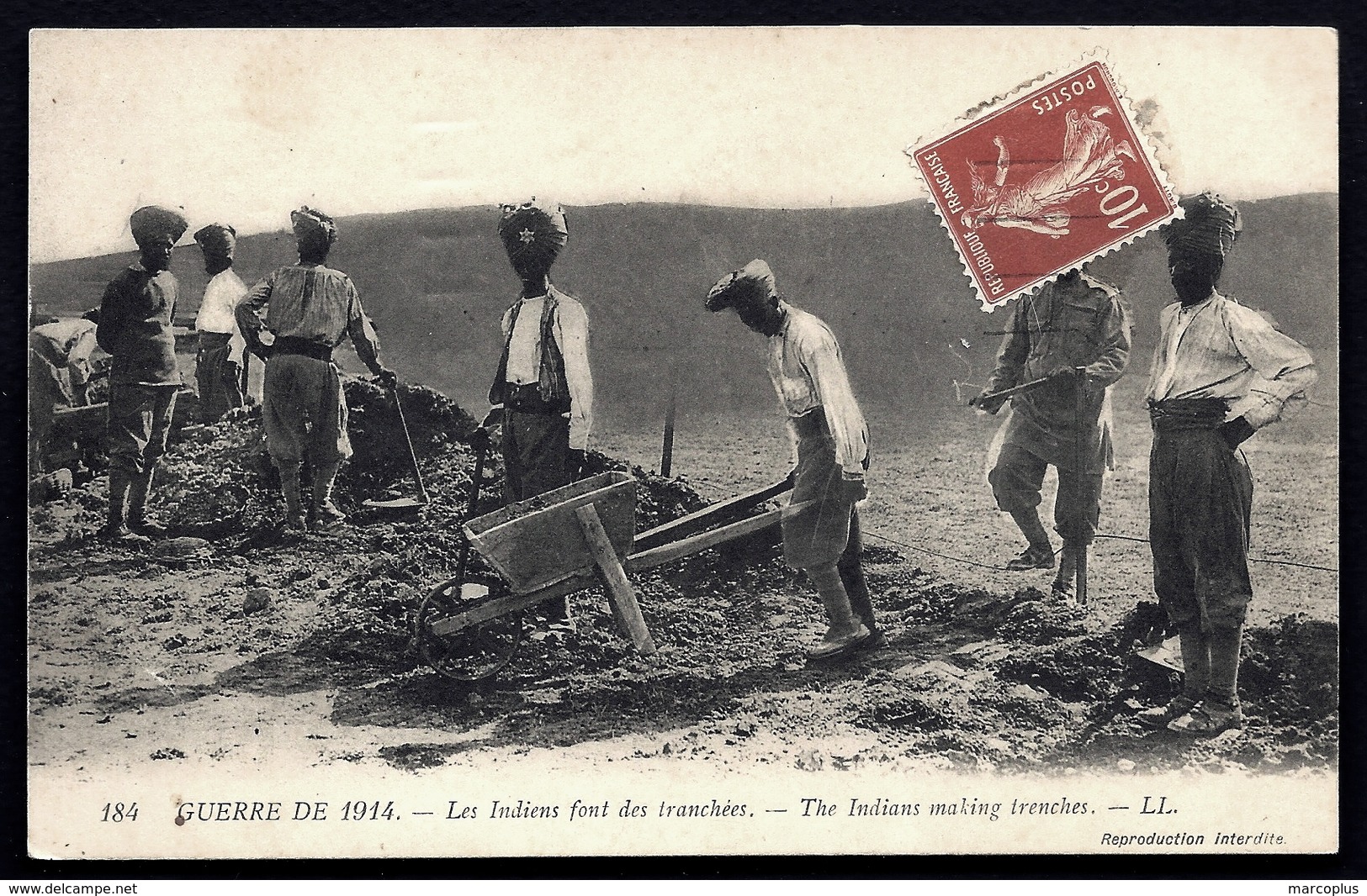 CPA PRECURSEUR- FRANCE- MILITARIA- GUERRE 1914-18- LES INDIENS FONT DES TRANCHÉES- TRES GROS PLAN - Guerre 1914-18