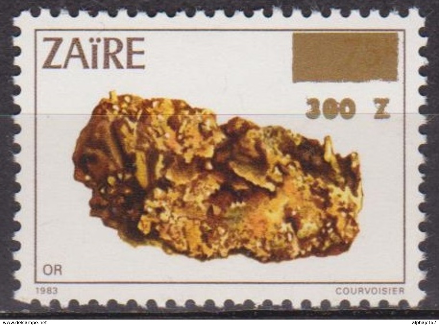 Ressources Minières - ZAIRE - Minéraux - Or - N* 1332 ** - Surchargé - 1990 - Oblitérés