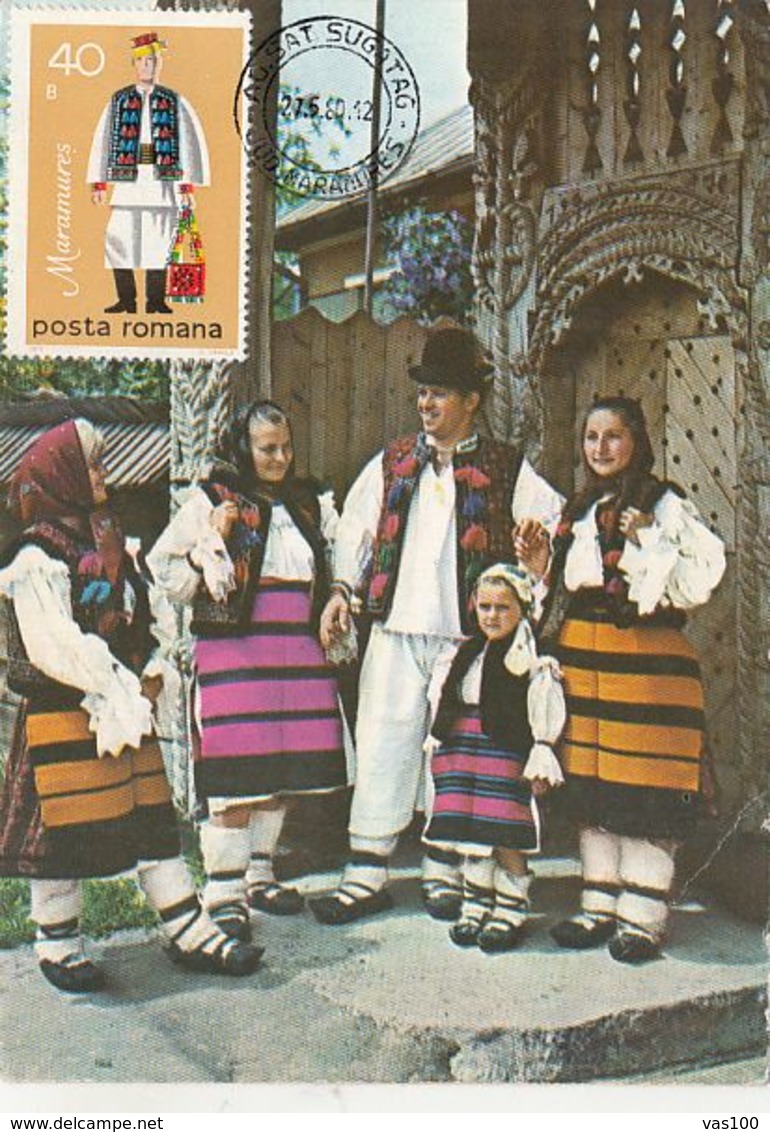 CULTURE, FOLKLORE COSTUMES FROM MARAMURES REGION, CM, MAXICARD, CARTES MAXIMUM, 1980, ROMANIA - Costumes