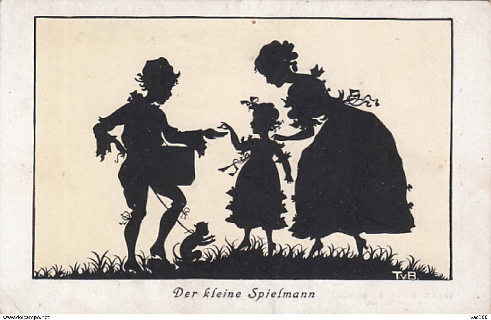 CPA SIGNED ILLUSTRATION, TILLY VON BAUMGARTEN- FAMILY PLAYING, SILHOUETTES - Baumgarten, Tilly Von