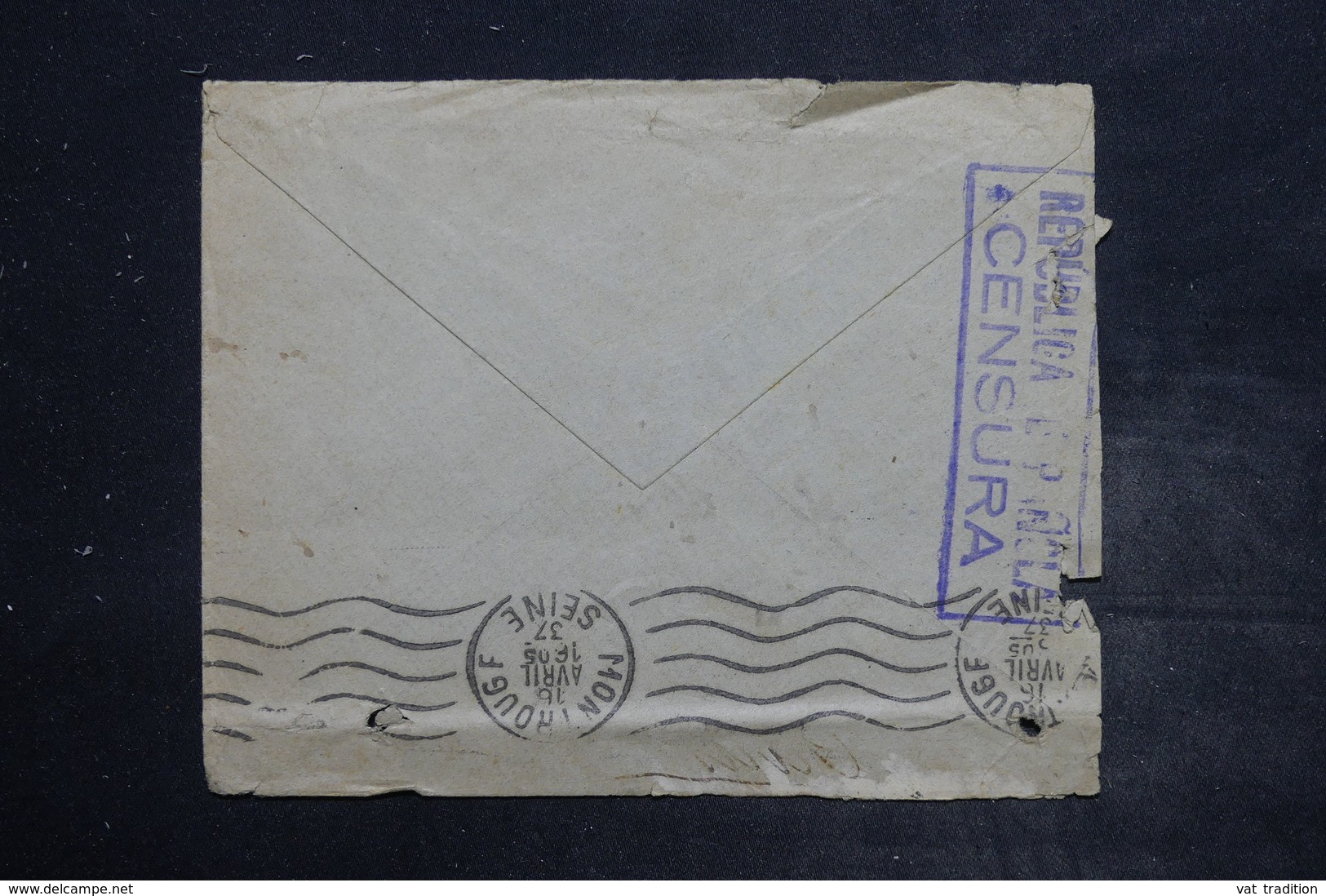 ESPAGNE - Enveloppe Commerciale De Palafrugell Pour La France En 1937 Avec Cachet De Censure - L 26490 - Republikanische Zensur