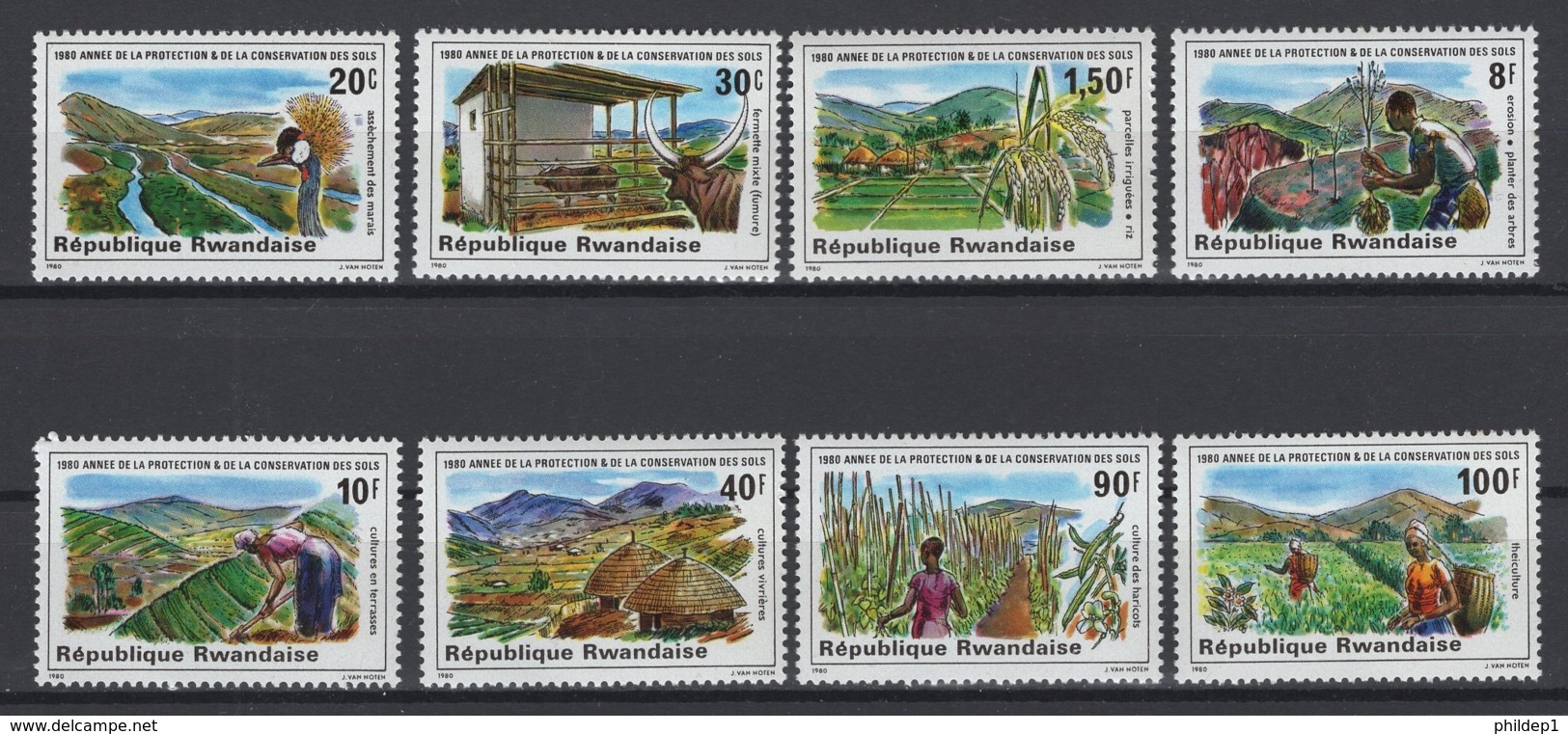 République Rwandaise. 1980. COB N° 1020/27 **, MNH. Cote 2018 : 7 € - Unused Stamps