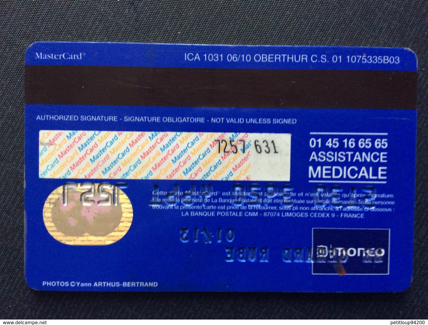 CARTE BANCAIRE LA BANQUE POSTALE  Master Card - Disposable Credit Card