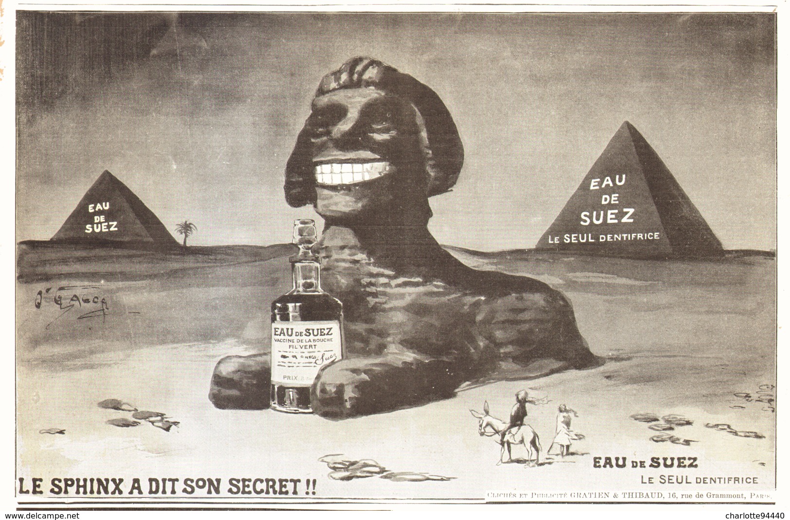 PUB DENTIFRICE  " EAU De SUEZ " Par O'GALOP  1908 ( 2 ) - Autres & Non Classés