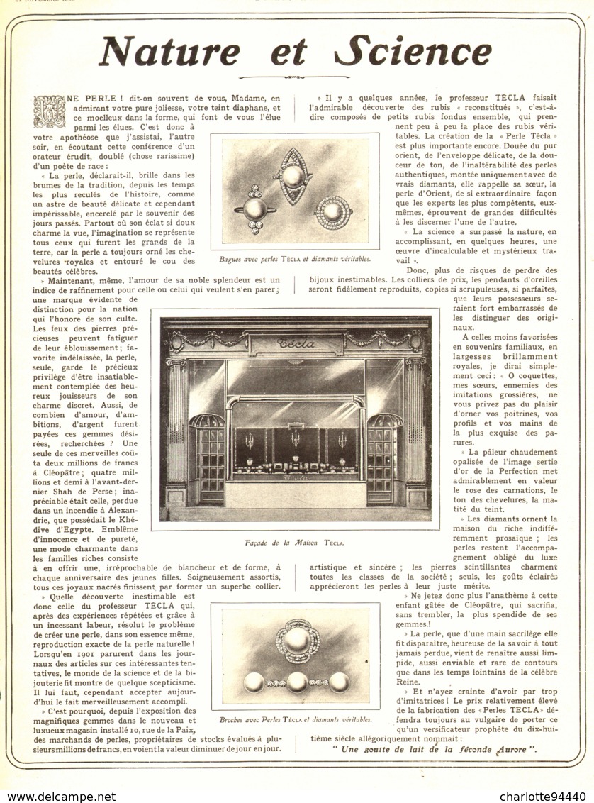 PUB BIJOUX  " TECLA "   1908 ( 4 ) - Autres & Non Classés