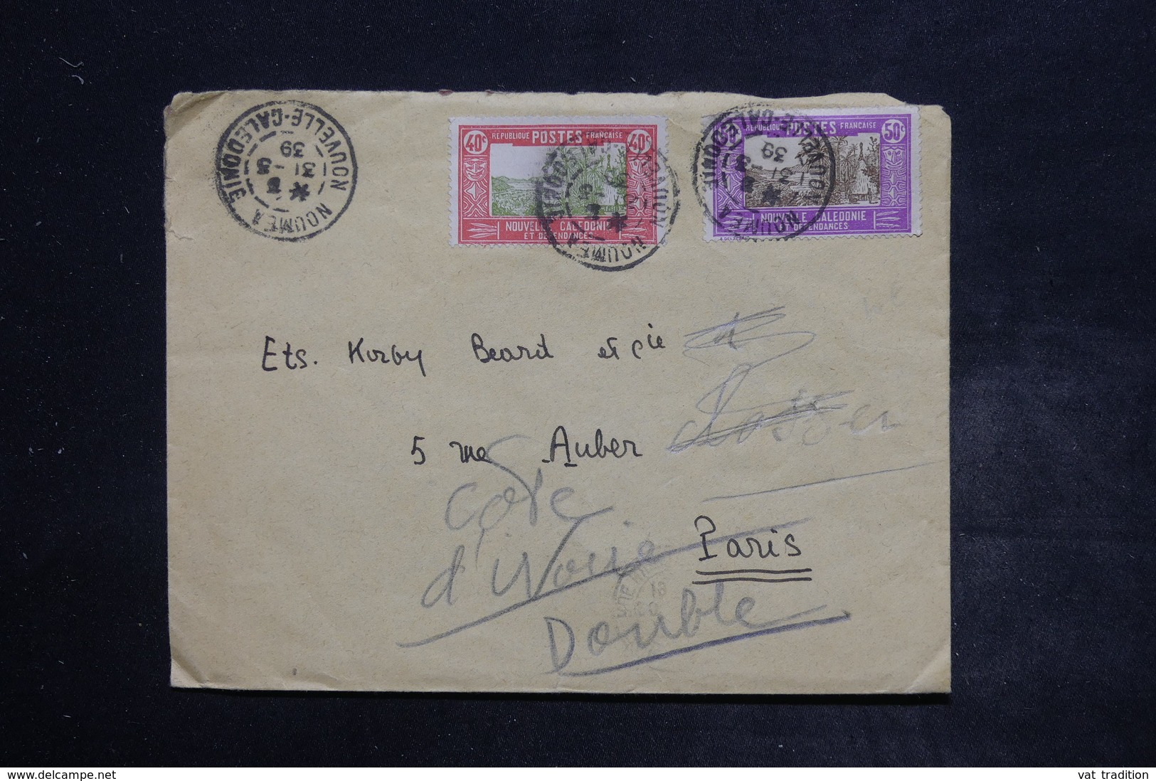NOUVELLE CALÉDONIE - Enveloppe De Nouméa Pour Paris En 1939 , Affranchissement Plaisant - L 26502 - Covers & Documents