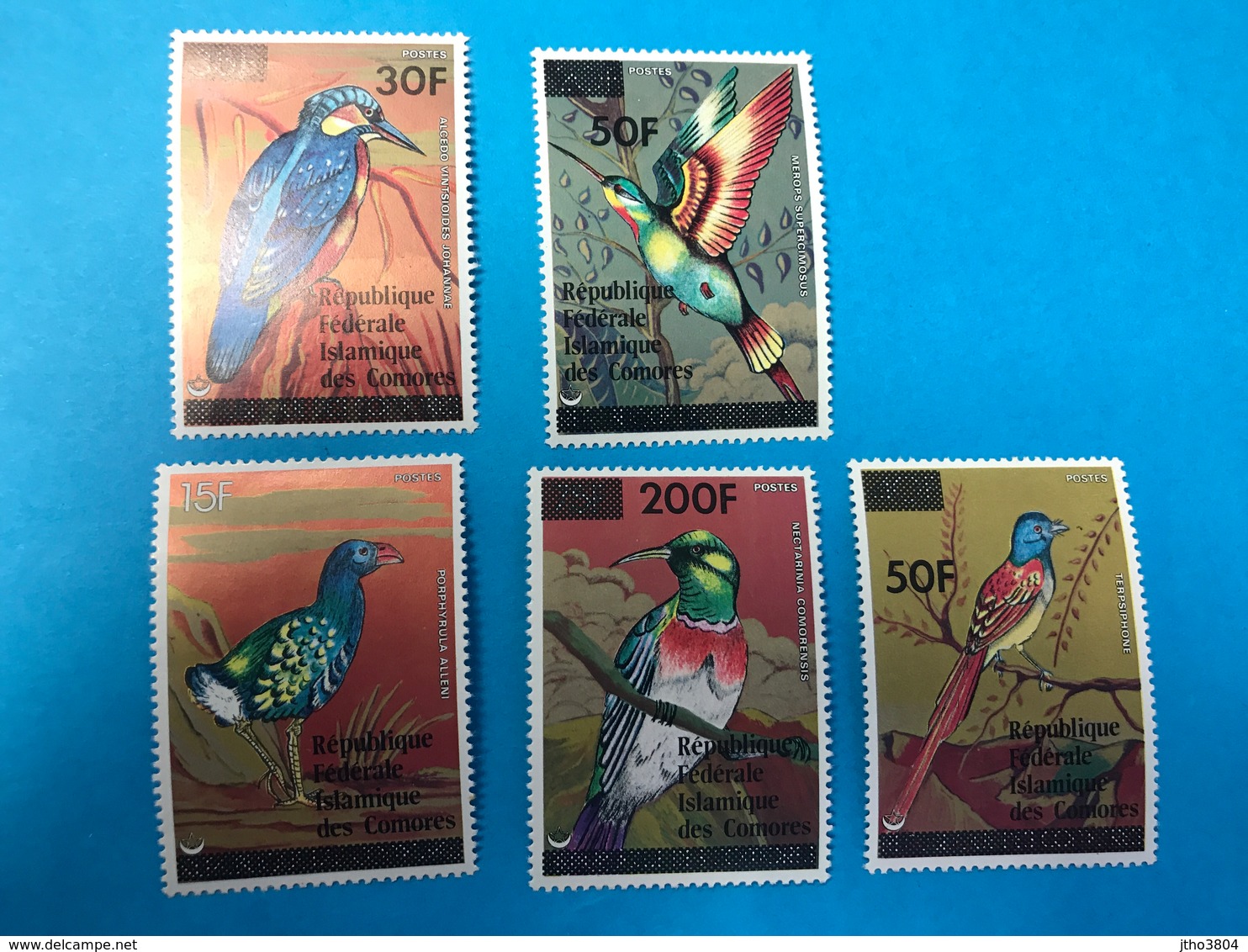 COMORES 1979 YT 269 270 271 272 273 Surchargé Oiseau Neuf ** MNH Birds Of Comoros Komoren - Perroquets & Tropicaux