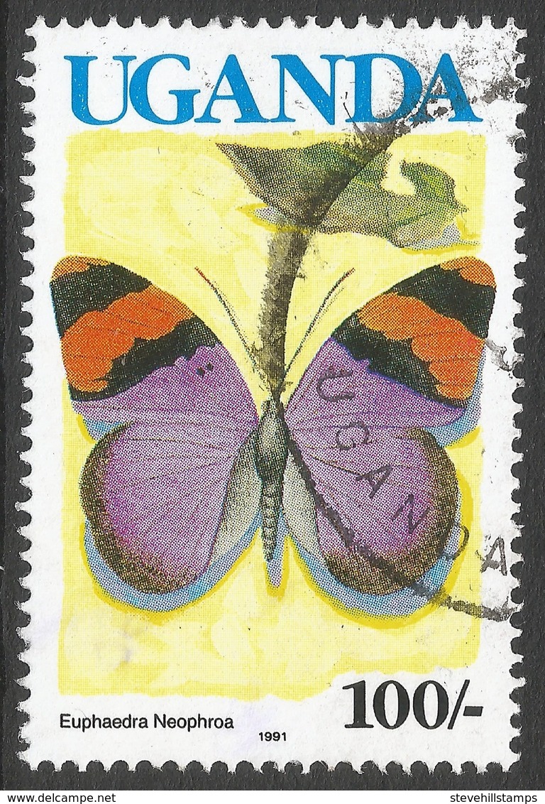 Uganda. 1990 Butterflies. 100/- Used. SG 871A - Uganda (1962-...)