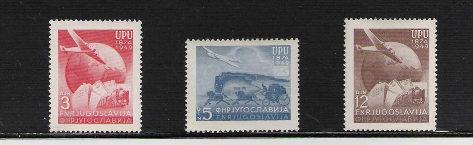 YUGOSLAVIA, 1949, 75 Years UPU 3v MNH - U.P.U.