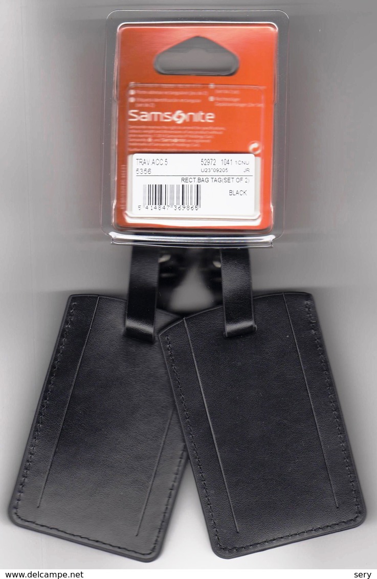 LEATHER LUGGAGE TAG Samsonite (set Of 2) NEW Etiquette A Bagage (2 Pieces) - Baggage Labels & Tags