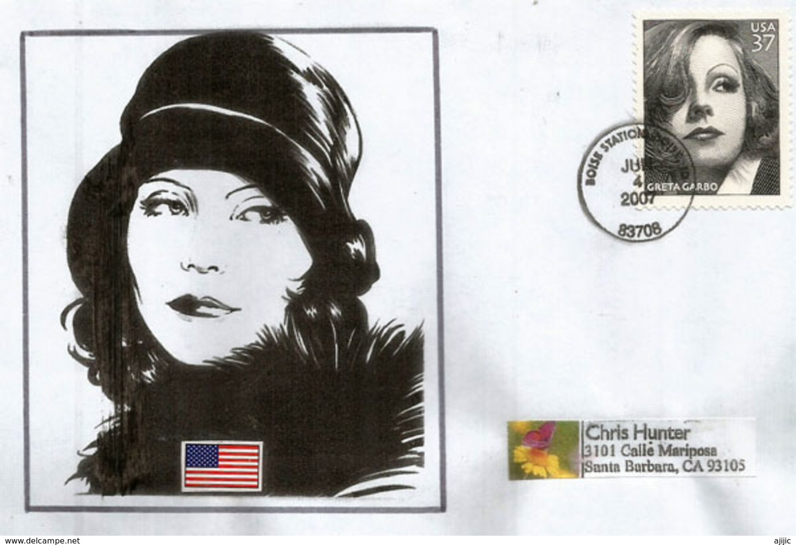 Hommage à Greta Garbo.(Anna Christie 1930), Belle Lettre Adressée En Californie - Acteurs