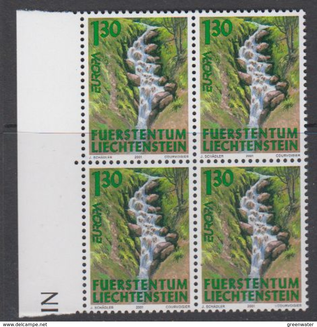 Europa Cept 2001 Liechtenstein 1v Bl Of 4 ** Mnh (42265A) - 2001