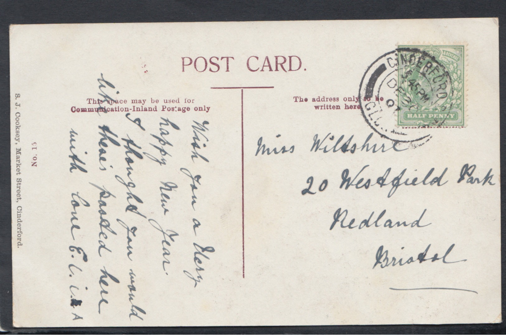 Gloucestershire Postcard - Cinderford, Belle Vue Road DC1946 - Autres & Non Classés