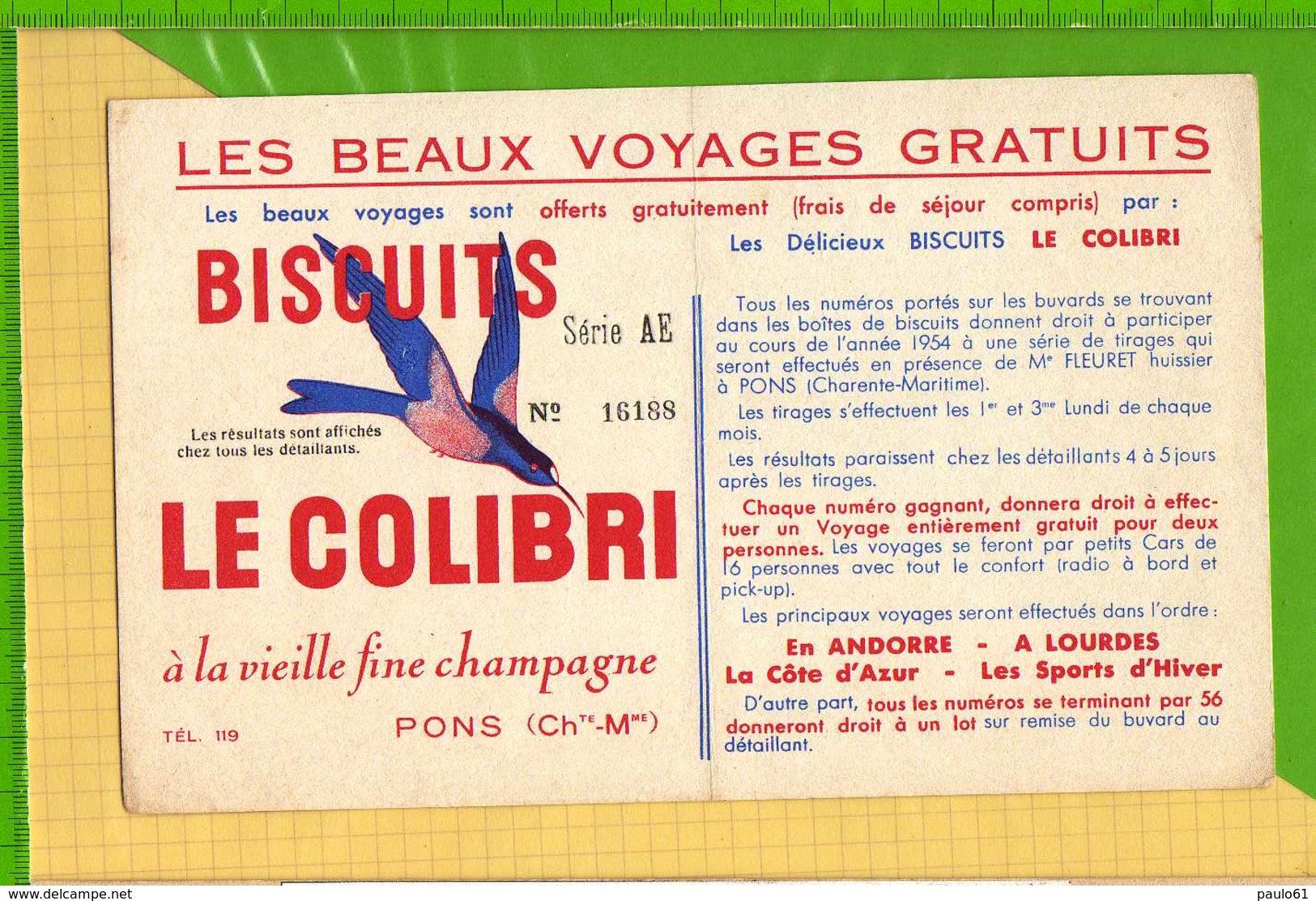 Buvard & Blotting Paper :Biscuits   LE COLIBRI - Biscottes