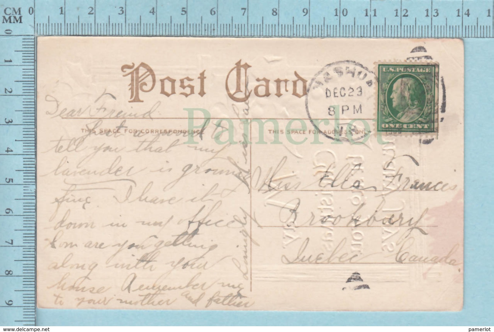 Carte Postale CPA -Christmas- Used Voyagé En ? + USA Stamp, Send To Brookbury Quebec - Other & Unclassified
