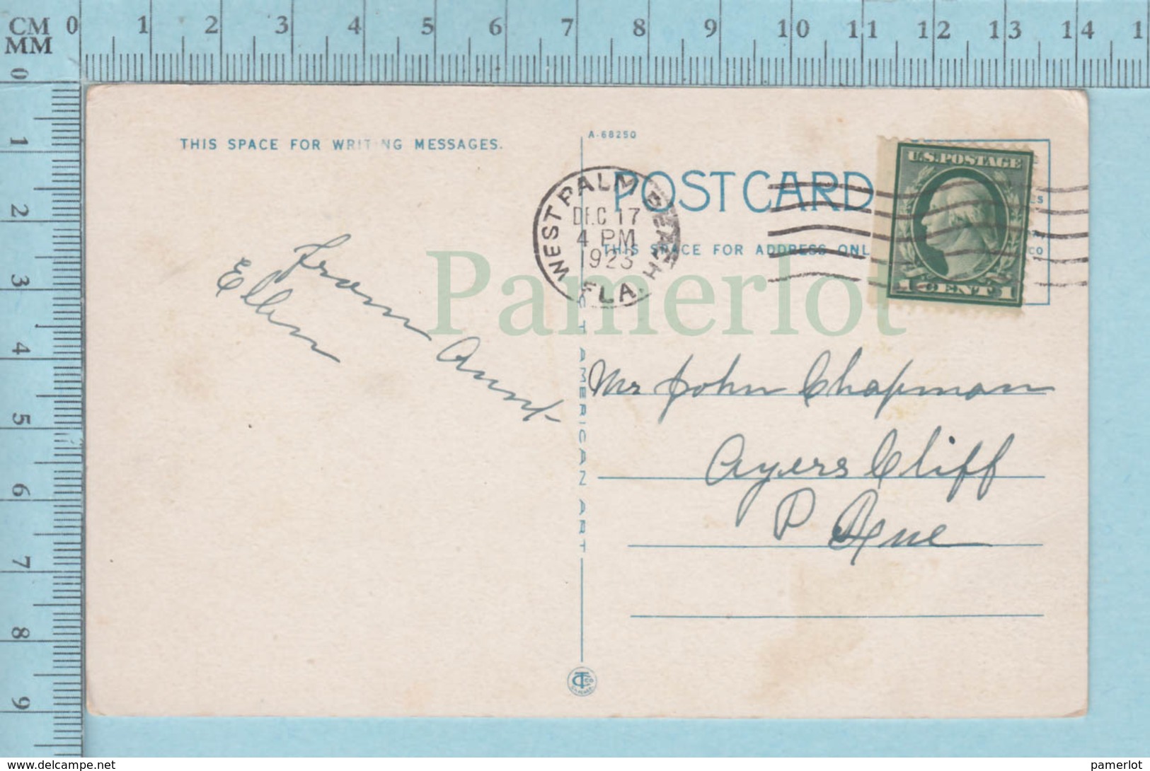 Carte Postale CPA -Christmas, Greeting From Florida- Used Voyagé En1923  + USA Stamp, Send To Ayerscliff Quebec - Autres & Non Classés