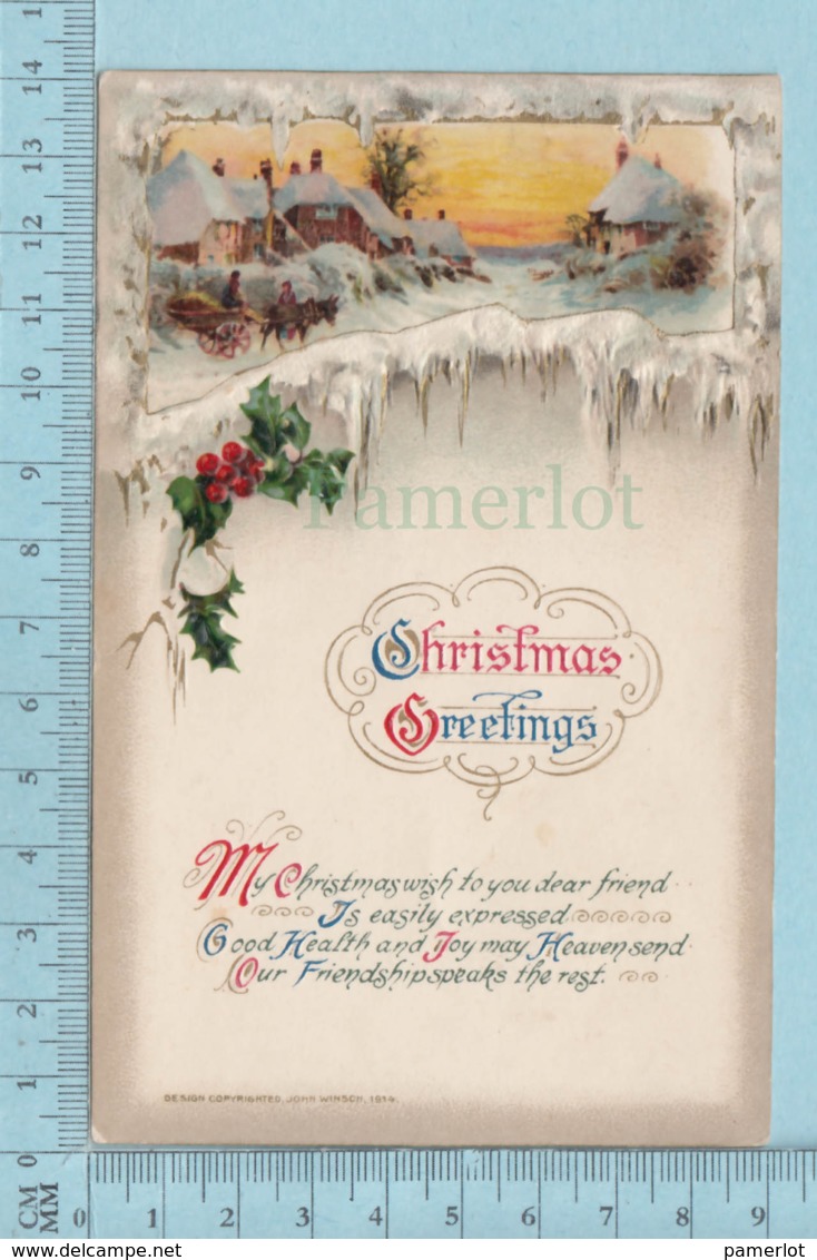 Carte Postale CPA -Christmas, Par John Winsch- Used Voyagé En1914 + USA Stamp, Send To SaWyerville Quebec - Autres & Non Classés