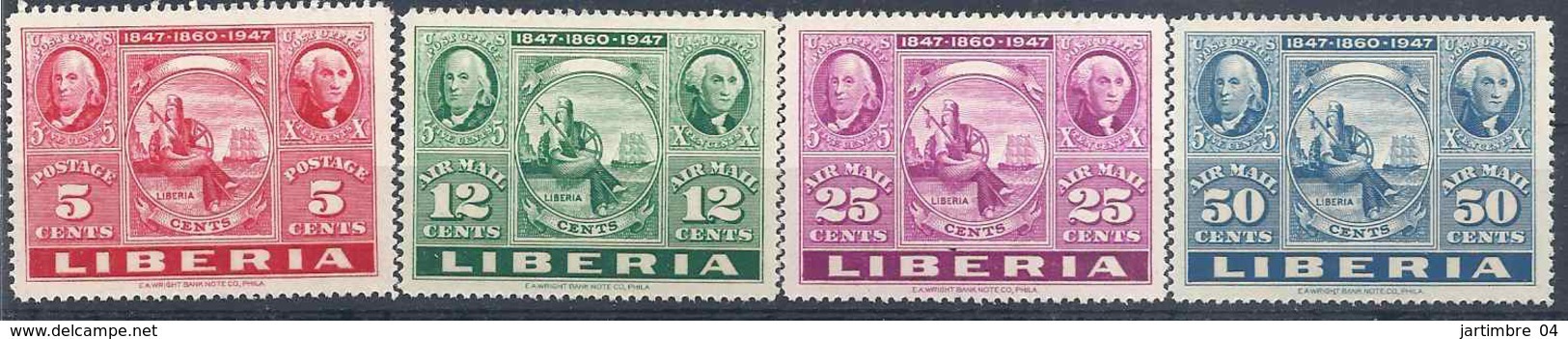 1947 LIBERIA 278+ PA 50-52** Timbre Sur Timbre, Bateau, Indépendance Etats-Unis - Liberia