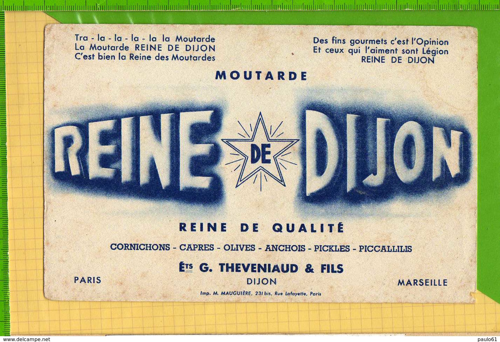 Buvard & Blotting Paper : Moutarde REINE De DIJON - Moutardes