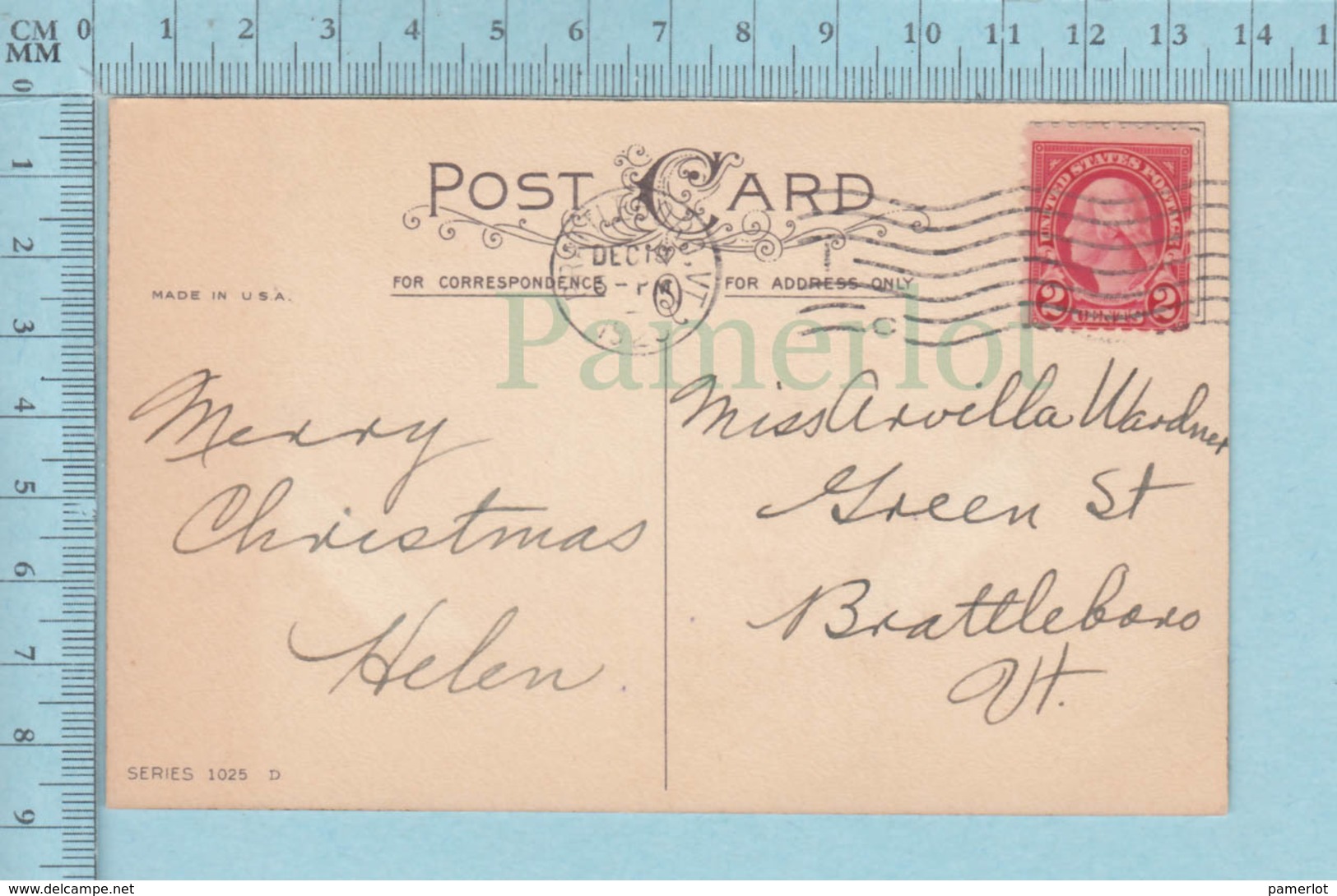 Carte Postale CPA -Christmas - Used Voyagé En 192? + USA Stamp, Cover Branttleboro V.T. - Autres & Non Classés