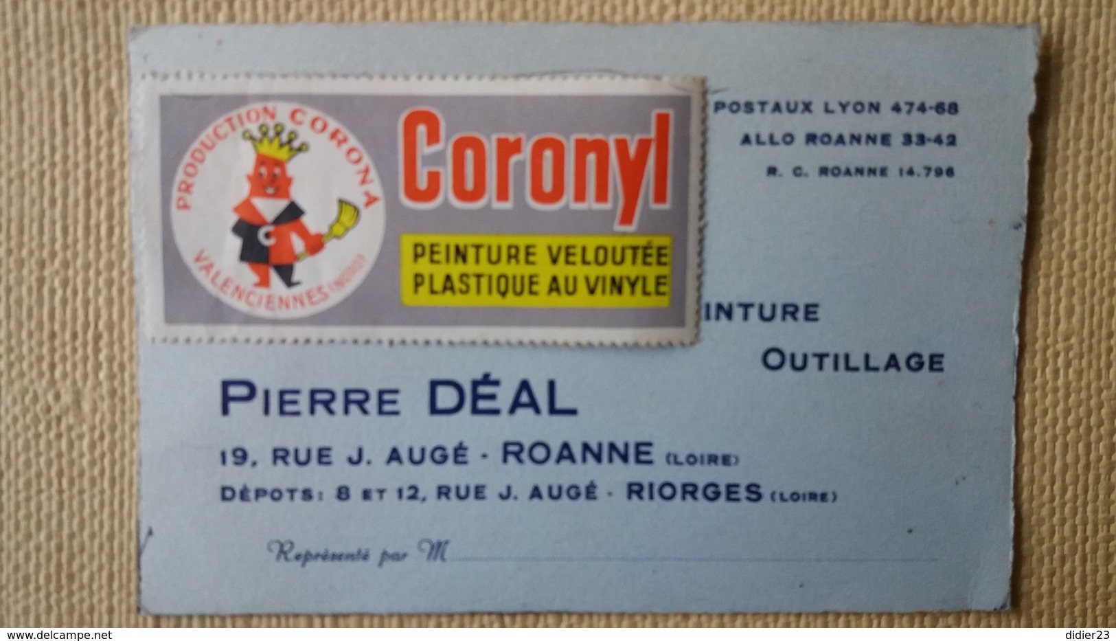 AVIS DE PASSAGE PUBLICITE PEINTURE CORONYL  ROANNE PRODUCTION CORONA VALENCIENNES - Riorges