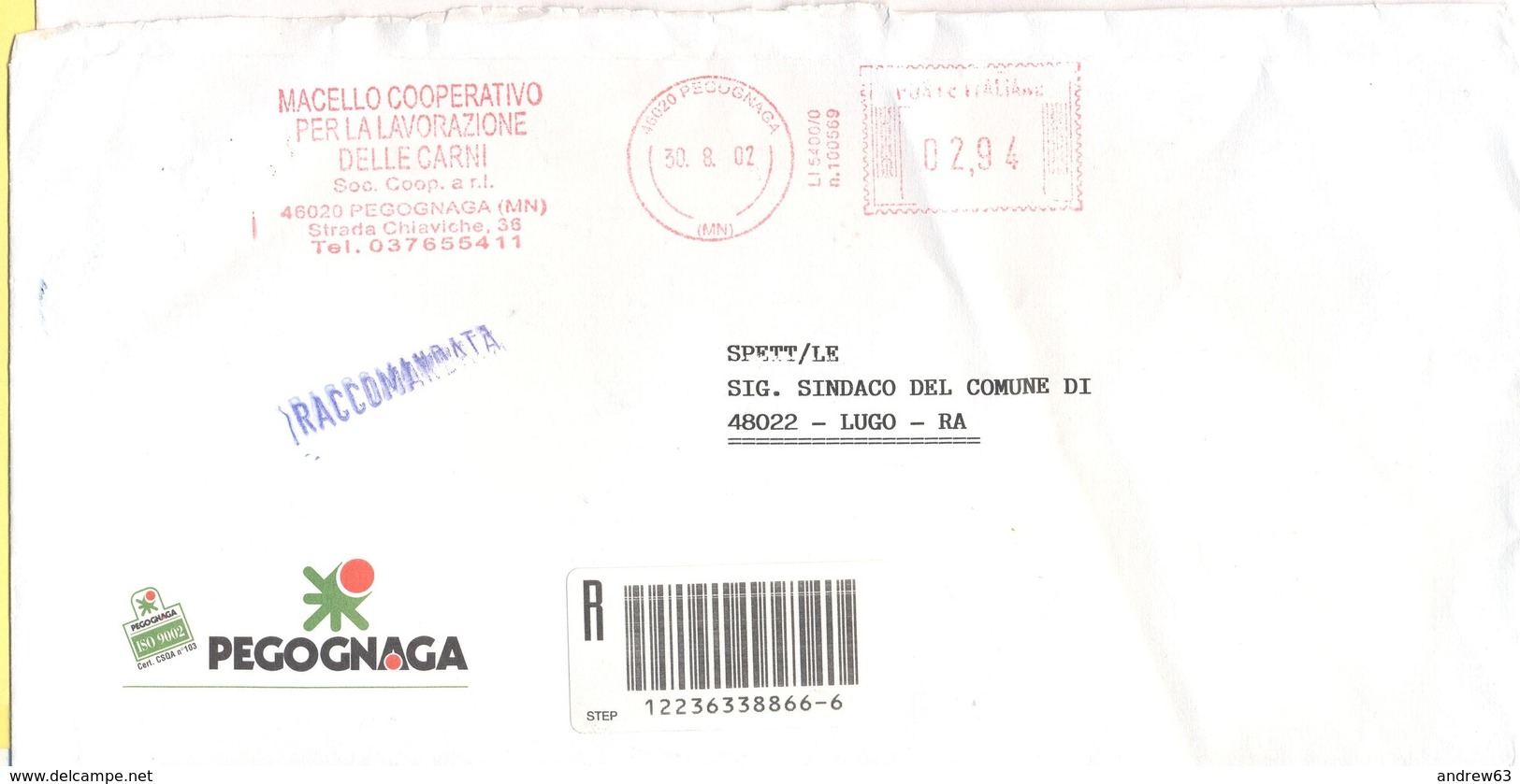 ITALIA - ITALY - ITALIE - 2002 - 02,94 EMA, Red Cancel - Macello Cooperativo Per La Lavorazione Delle Carni - Viaggiata - Macchine Per Obliterare (EMA)