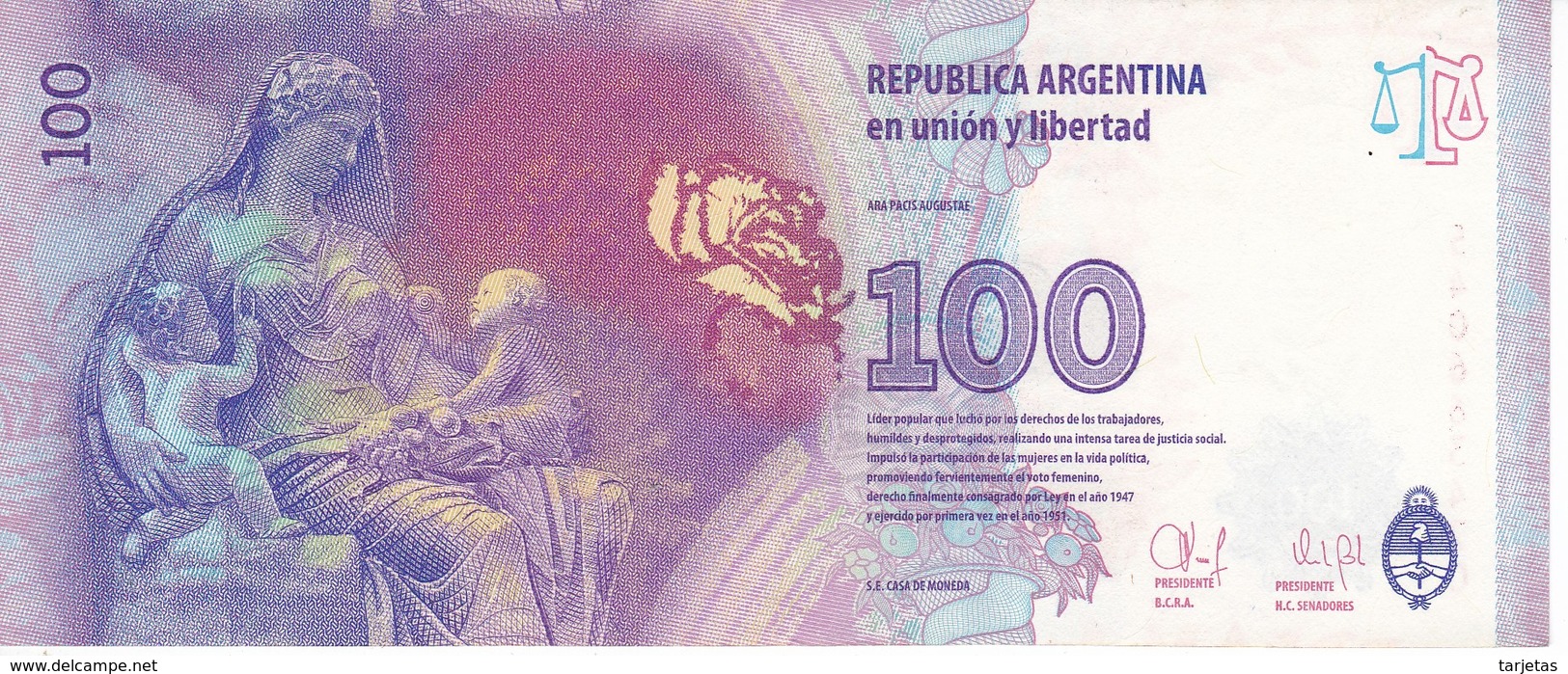 BILLETE DE ARGENTINA DE 100 PESOS DEL AÑO 2012 SERIE O CALIDAD EBC (XF)(BANKNOTE) DIFERENTES FIRMAS - Argentina