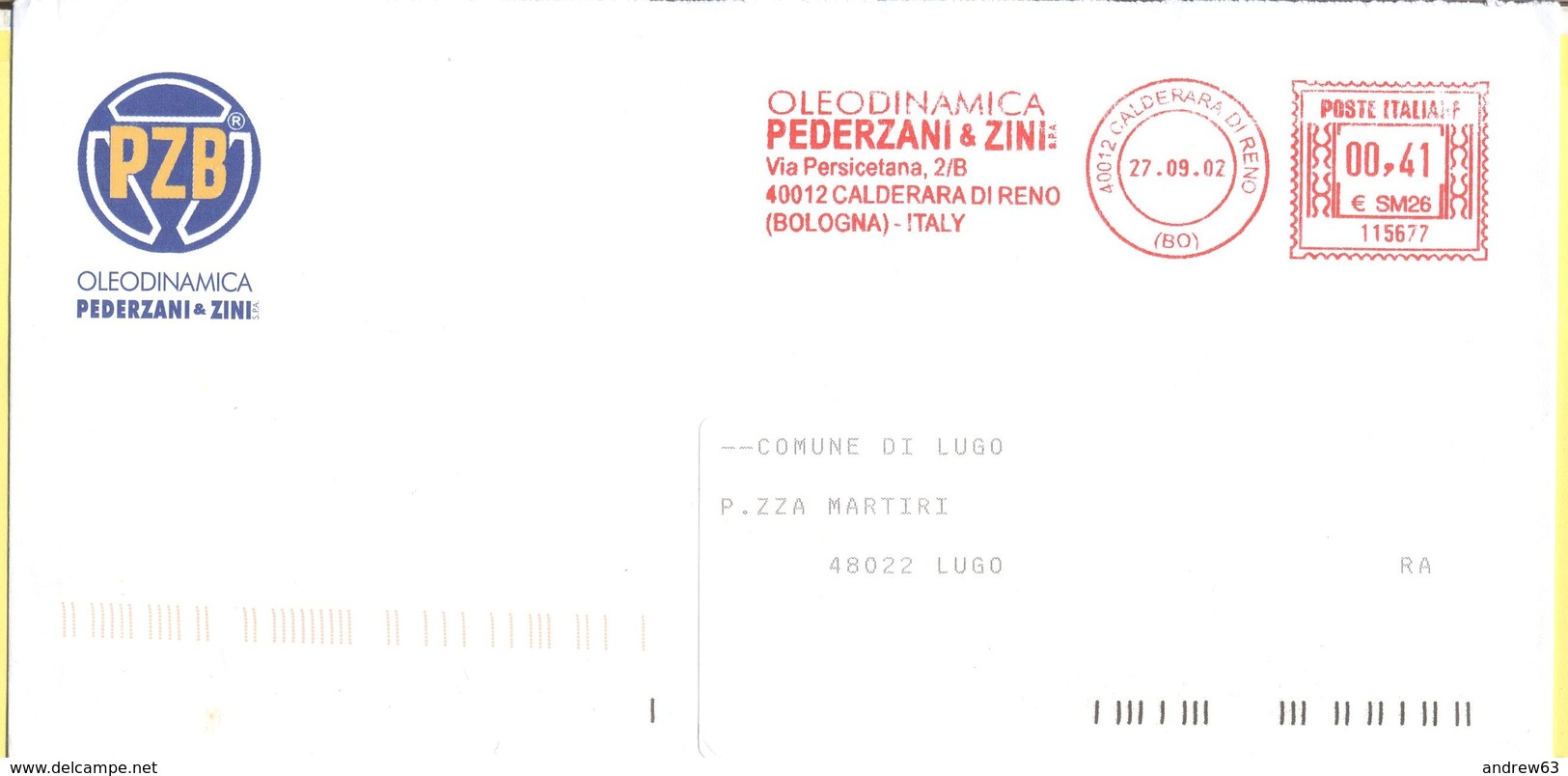 ITALIA - ITALY - ITALIE - 2002 - 00,41 EMA, Red Cancel - PZB - Viaggiata Da Calderara Di Reno Per Lugo - Macchine Per Obliterare (EMA)