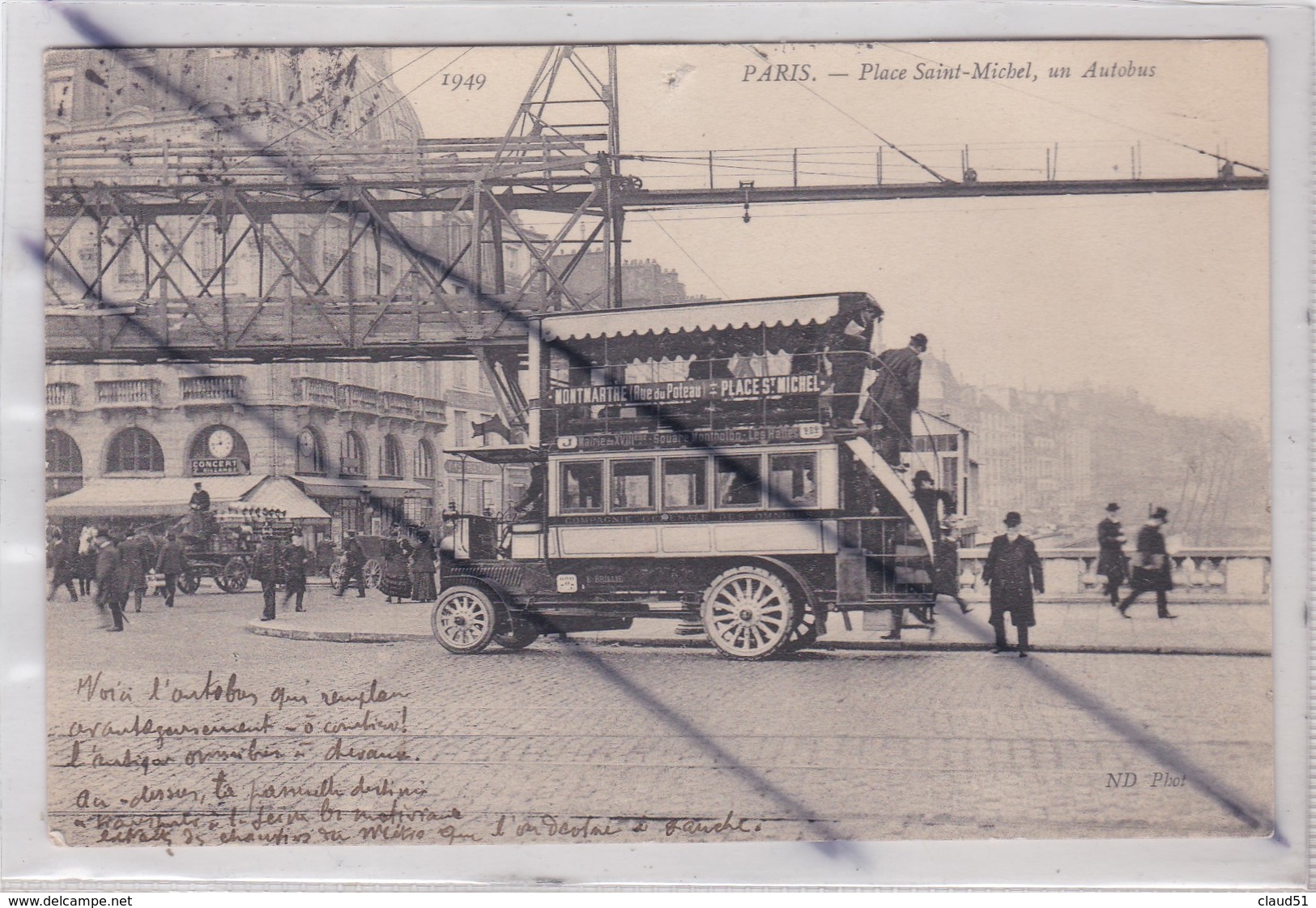 Paris (75) (5ém Arr.) Place Saint Michel ,un Autobus (à 2 Niveaux) - Arrondissement: 05