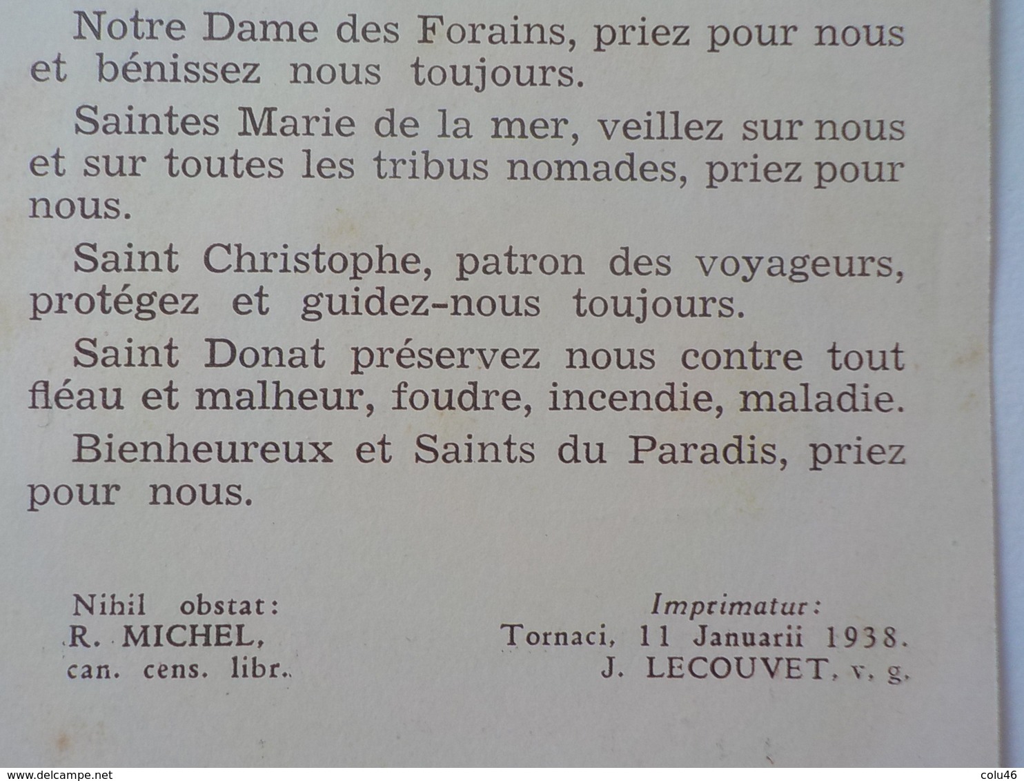 1938 Religion Catholique Image Pieuse Notre Dame Des Forains P.P.N.Coppin Goisse Ath - Religion & Esotérisme