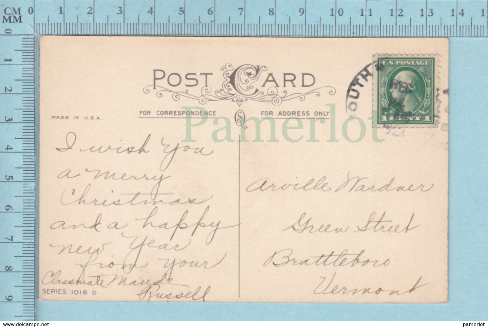 Carte Postale CPA - Christmas,   - Used Voyagé En 1923 + USA Stamp, Send To Brattleboro Vermont - Autres & Non Classés