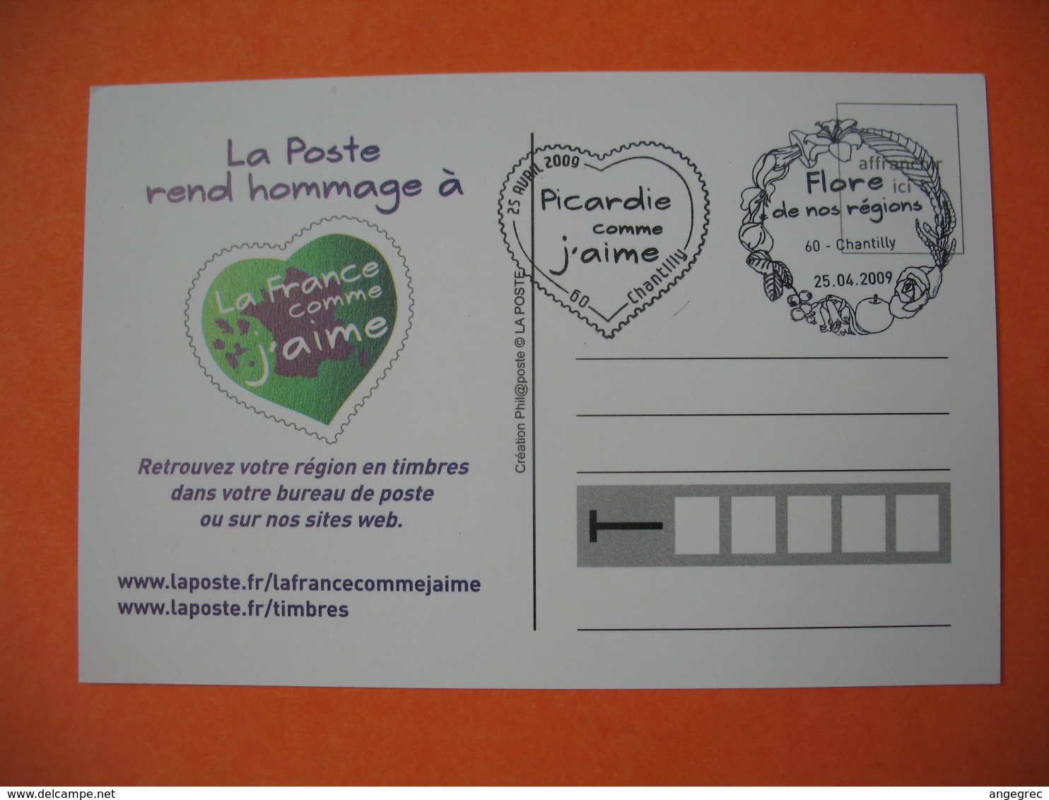 Carte Postale  2009  - Flore De Nos Régions Cachet Chantilly - Hommage De La Poste à Nos Régions - Fleurs