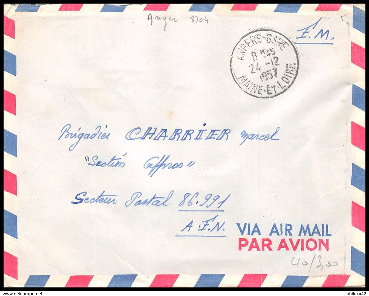 2543 Lettre Franchise Militaire Angers Gare Secteur 86.991 - 1961-....