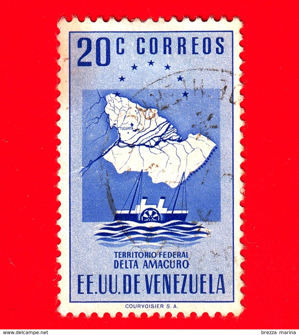 VENEZUELA - Usato - 1953 - Mappa Del Territorio Federale Del Delta Amacuro - 20 - Venezuela