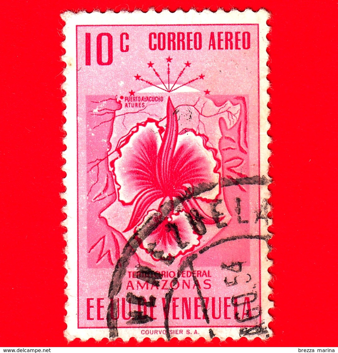 VENEZUELA - Usato - 1953 - Stemma Dello Stato Di  Amazonas - Arms - 10 - P. Aerea - Venezuela