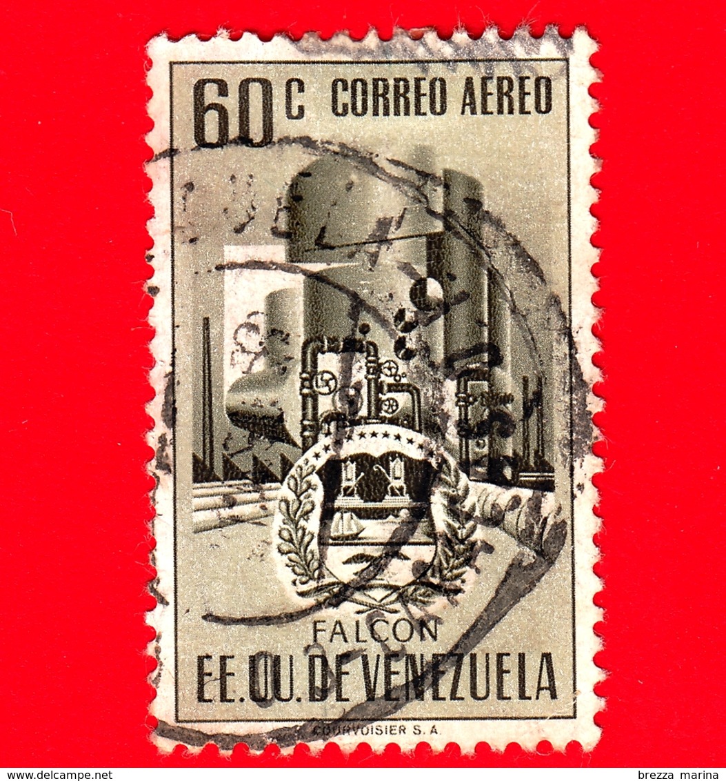 VENEZUELA - Usato - 1953 - Stemma Dello Stato Di Falcon - Arms - 60 - P. Aerea - Venezuela