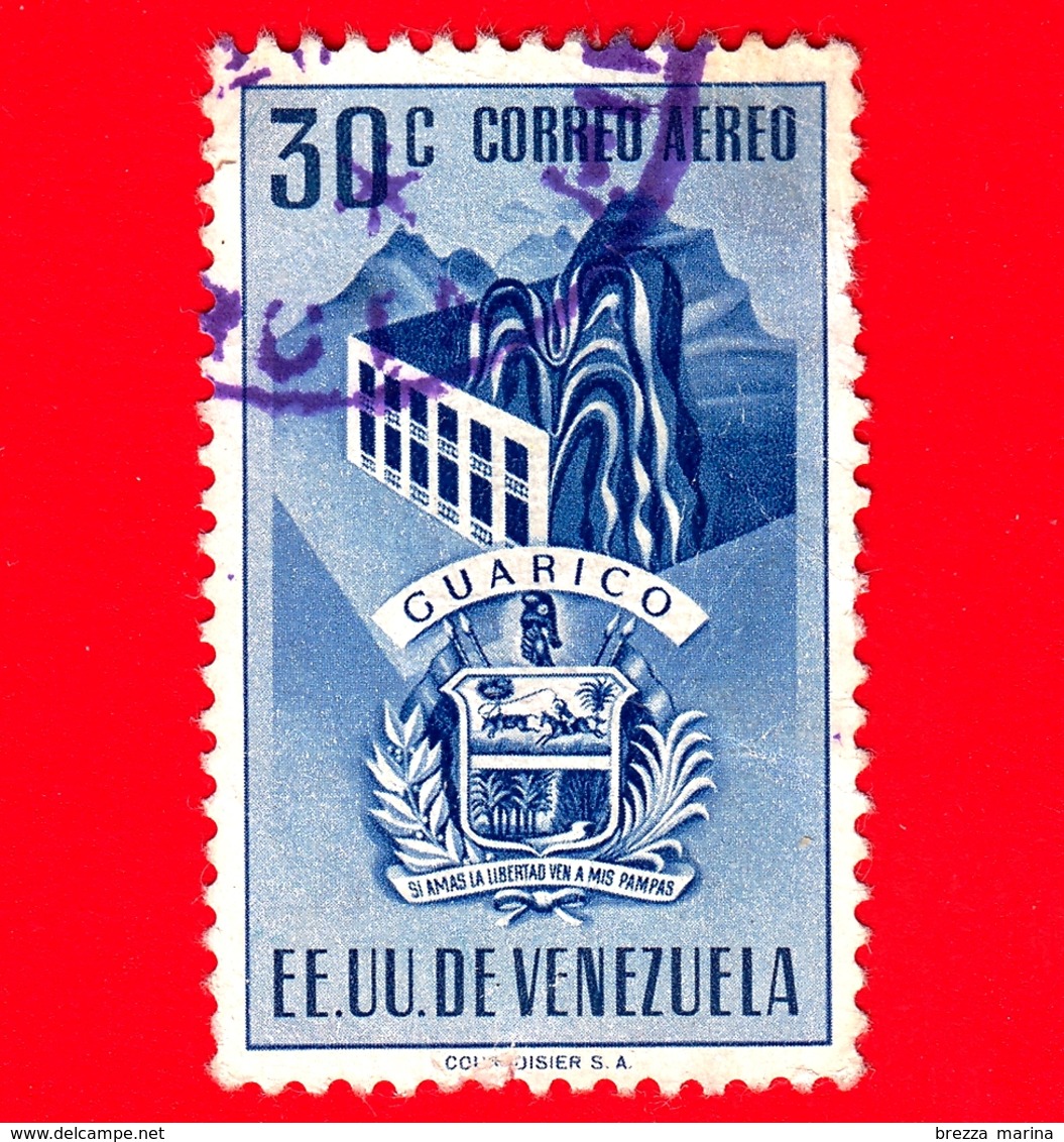 VENEZUELA - Usato - 1953 - Stemma Dello Stato Di Guarico - Arms - 30 - P. Aerea - Venezuela