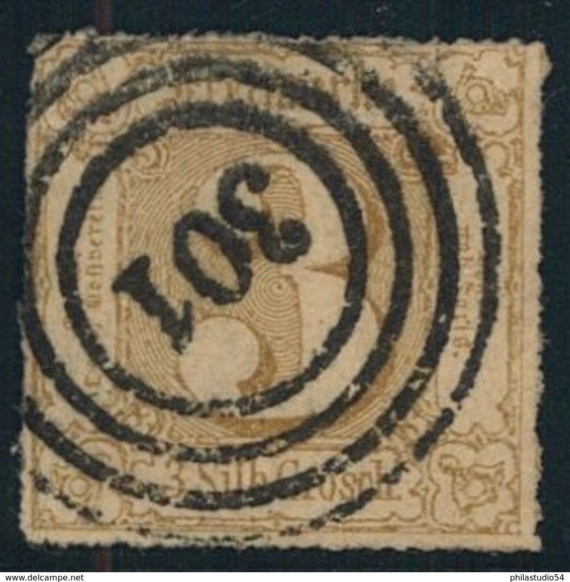 1866, 3 Sgr. Ockerbraun, Farbig Durchstochen (Mi Nr. 50 - 200,-) - Gebraucht