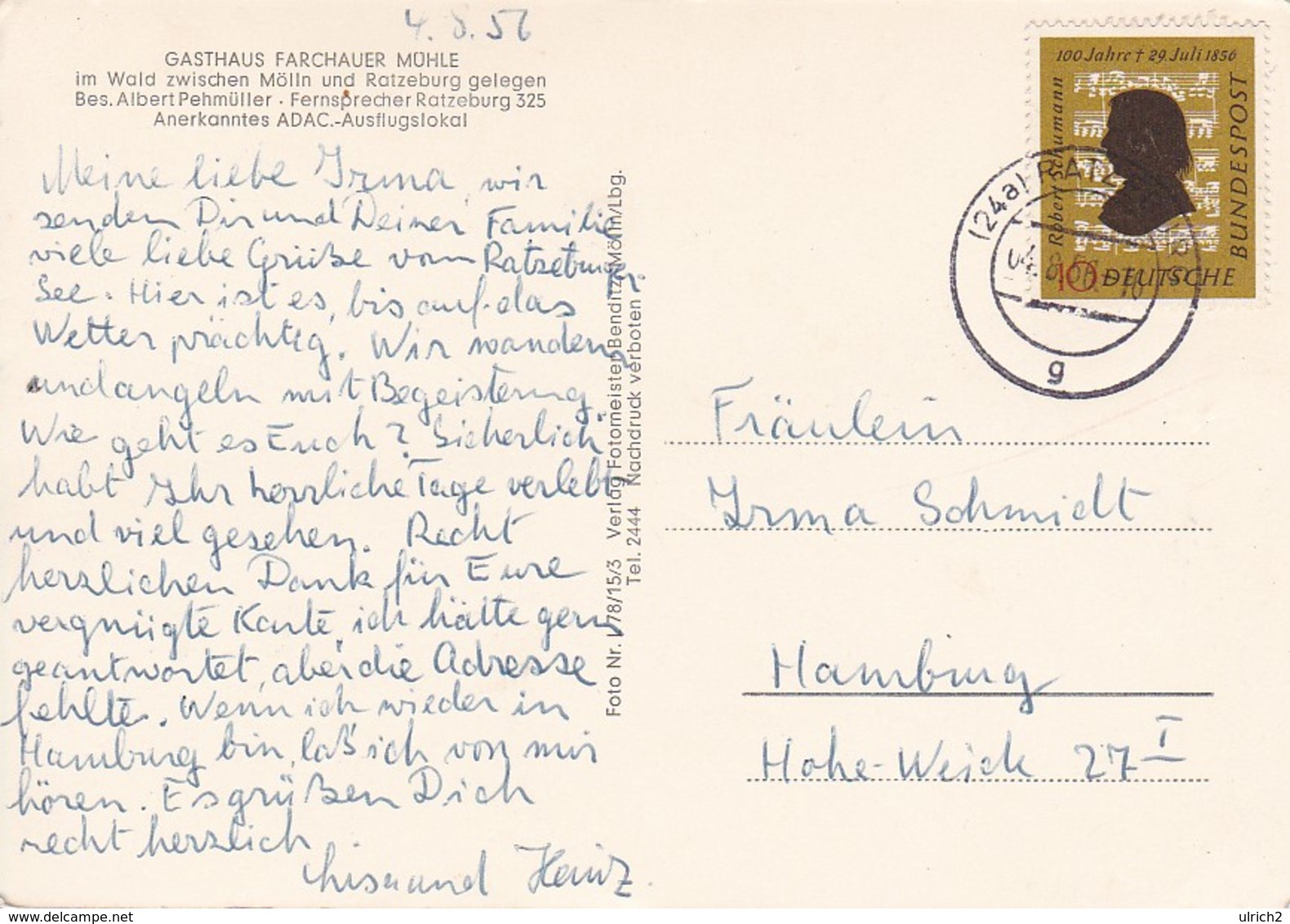 AK Ratzeburg - Farchauer Mühle - 1956 (40356) - Ratzeburg