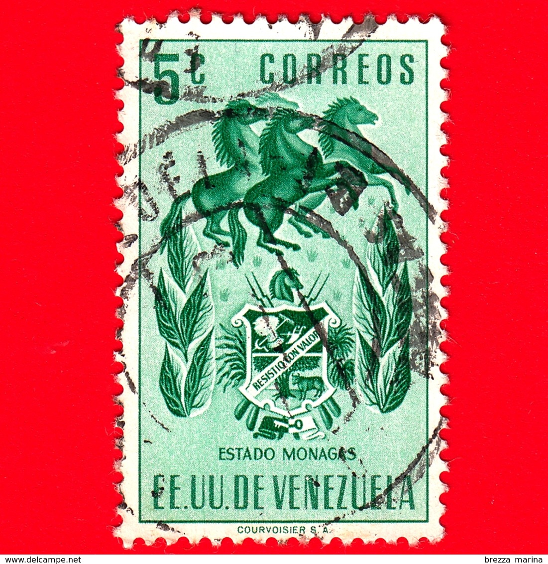 VENEZUELA - Usato - 1953 - Stemma Dello Stato Di Monagas - Arms - 5 - Venezuela