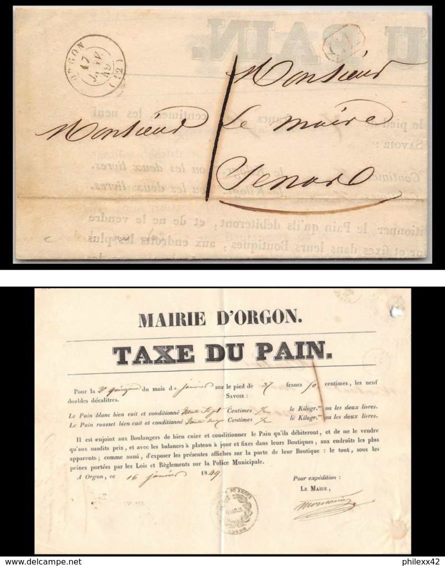 39194 Lac Orgon 1849 Taxe Du Pain Marque Postale Bouches Du Rhone Lettre Cover - 1859-1959 Covers & Documents