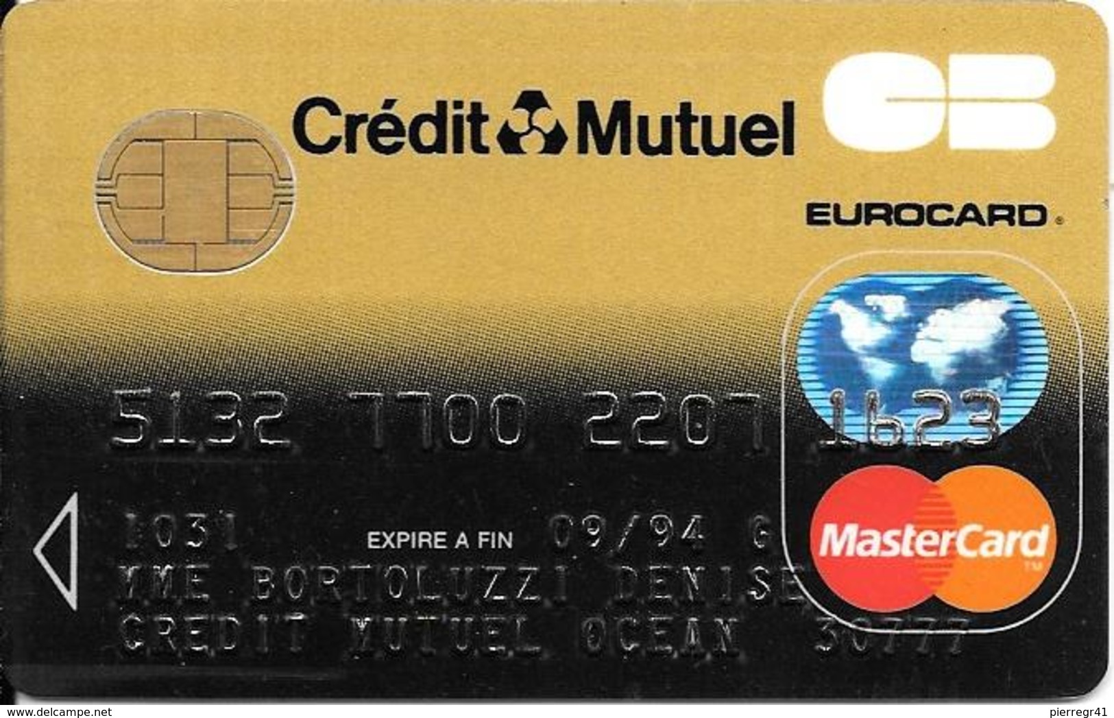 -CARTE+-PUCE-MAGNETIQUE-CB-CREDIT CREDIT MUTUEL -MASTERCARD-01/92--ICA- 1031-CP8-OBERTHUR-09/92TBE-RARE - Disposable Credit Card