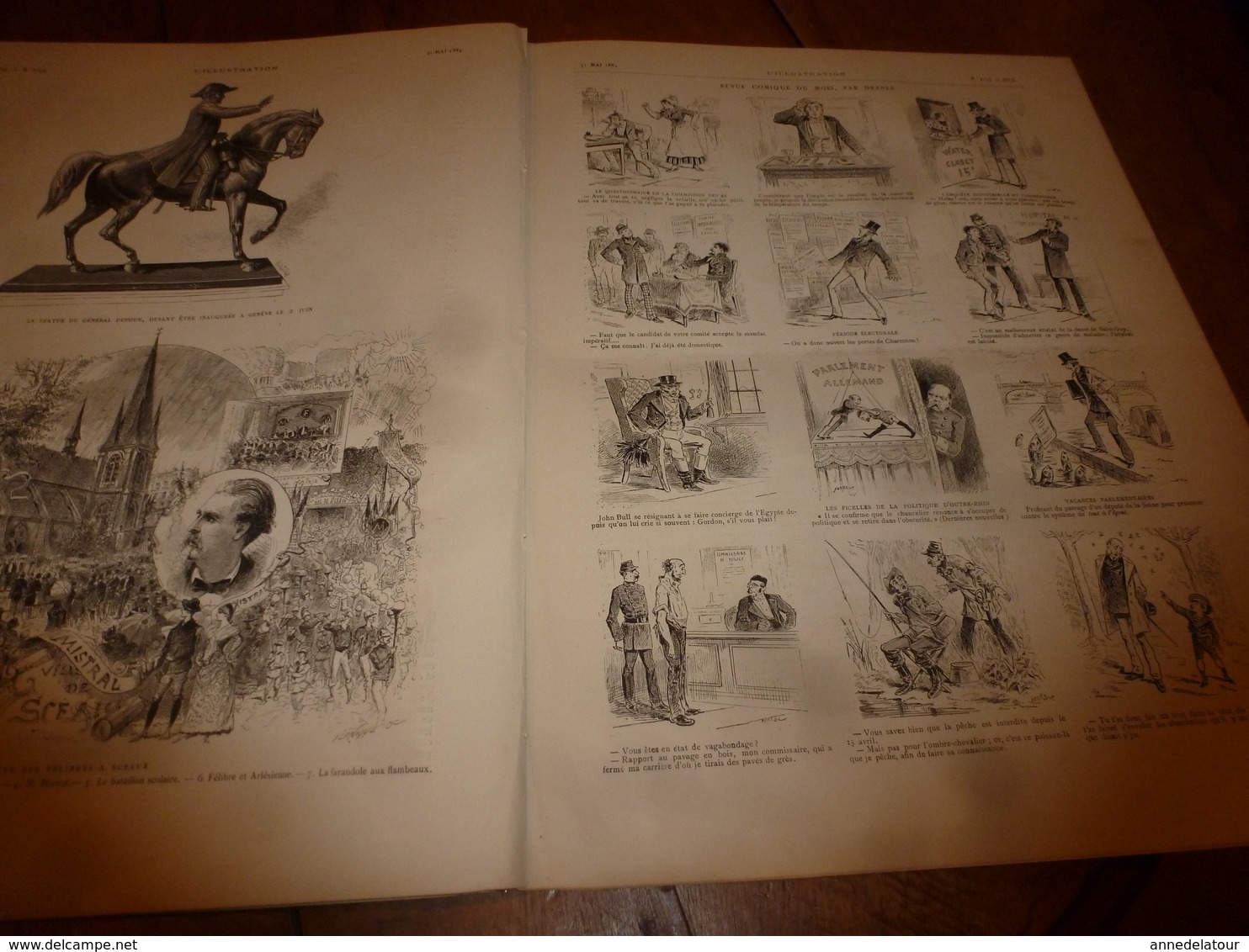 1884 L'ILLUSTRATION: Pasteur et la rage; Place de Bruxelles;Pelesh(Roum);Expo Meissonier;Fête des félibres à Sceaux;etc