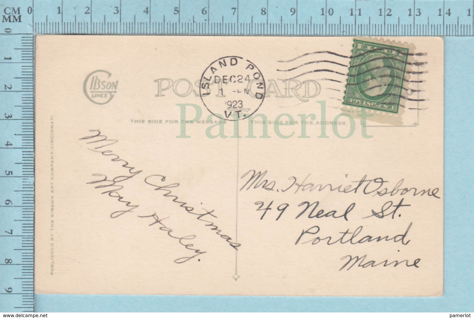 Carte Postale CPA - Christmas,    - Used Voyagé En 1923 + USA Stamp, Cover Island Pond VT - Autres & Non Classés