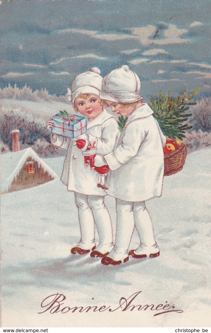 Bonne Année, Happy New Year, Winterscene With 2 Twingirls (pk58402) - Nouvel An