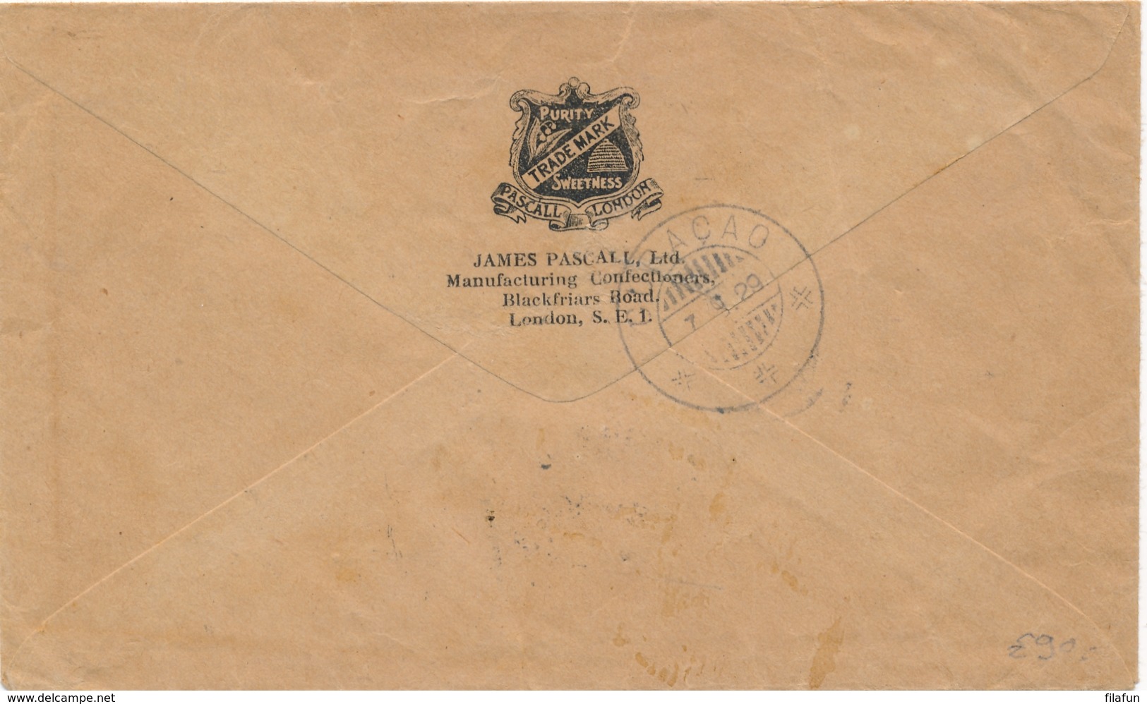 Curacao - 1929 - 15 Cent Portzegel Op Taxed Cover Van London Naar Curacao - Curaçao, Nederlandse Antillen, Aruba